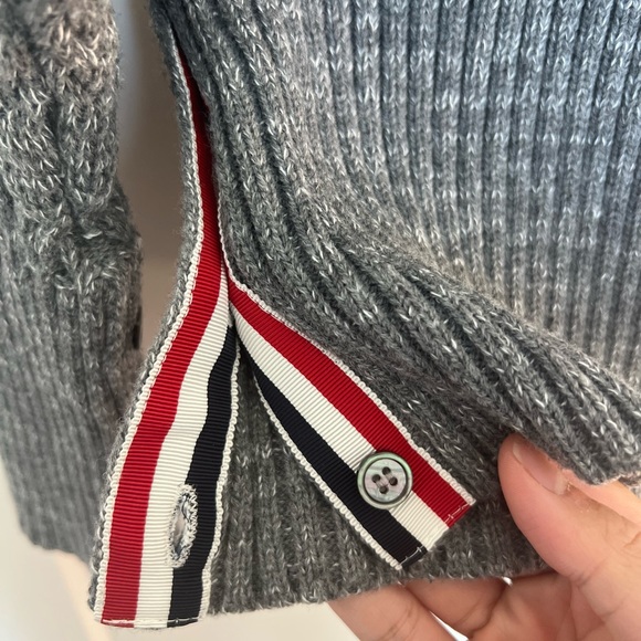 THOM BROWNE Gray 4-Bar Aran Cardigan - Picture 8 of 14